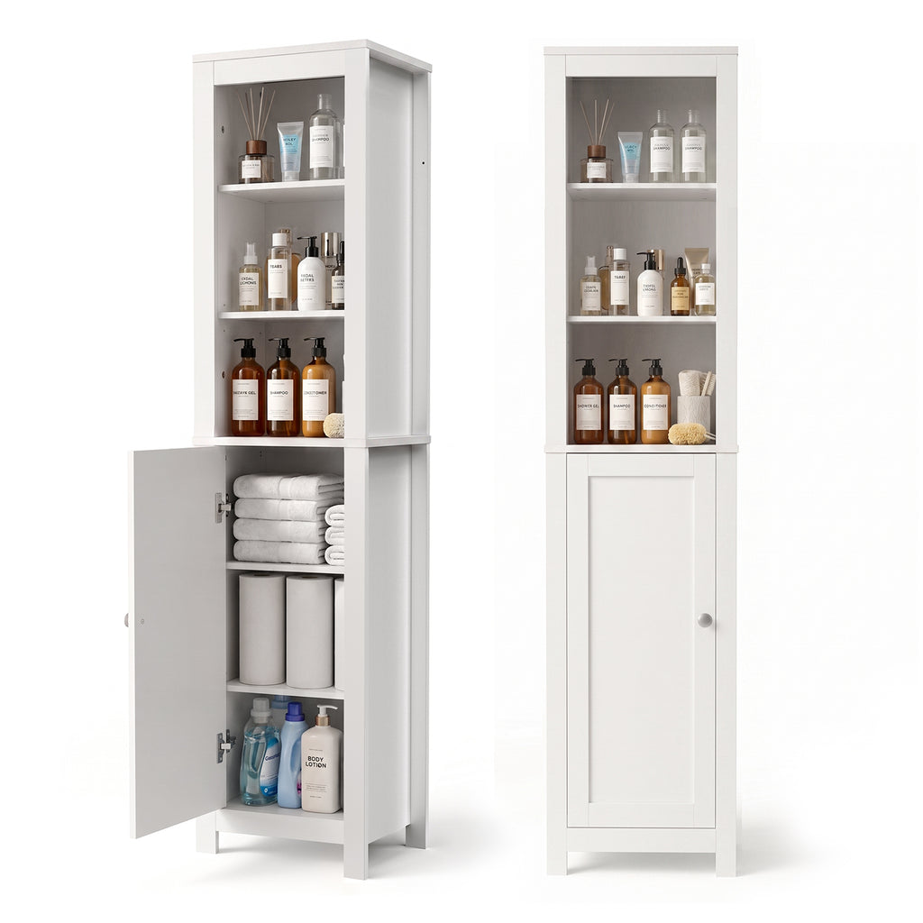 TINYNEST 66'' Tall Bathroom Storage Cabinet, Modern Farmhouse Storage Cabinets