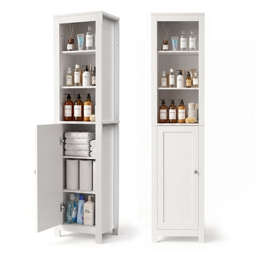 TINYNEST 66'' Tall Bathroom Storage Cabinet, Modern Farmhouse Storage Cabinets
