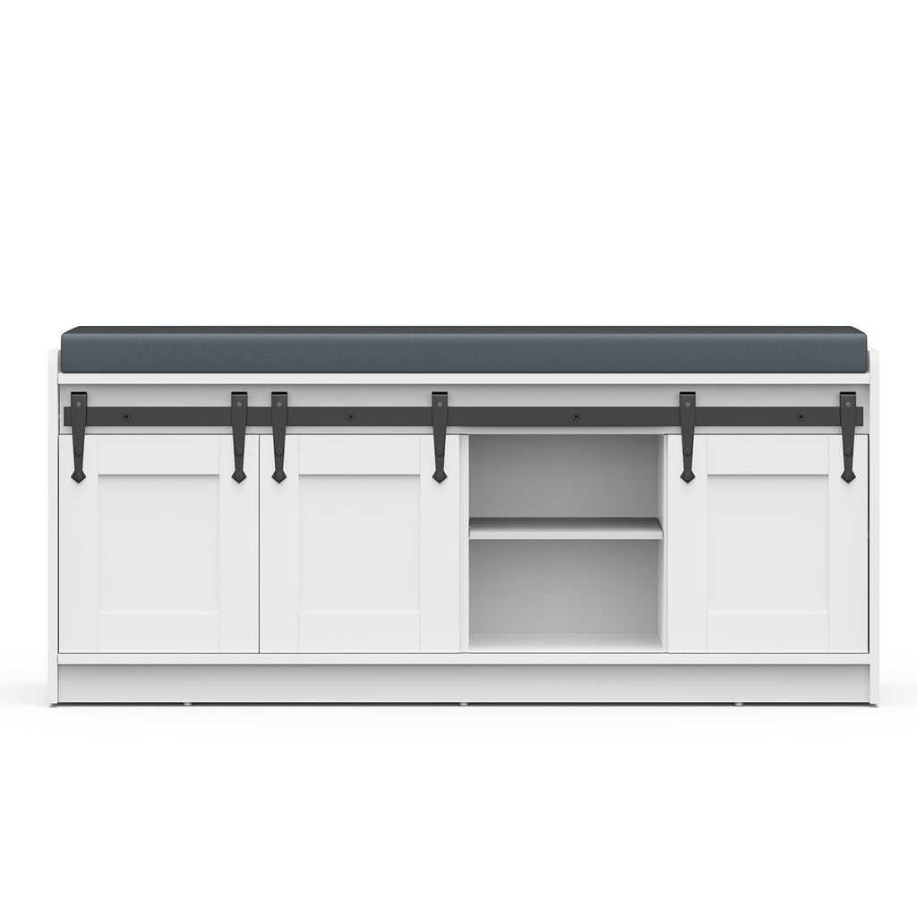 TINYNEST Shoes Bench with Storage,Cushion Seat, 42″ x 14″ x 18″