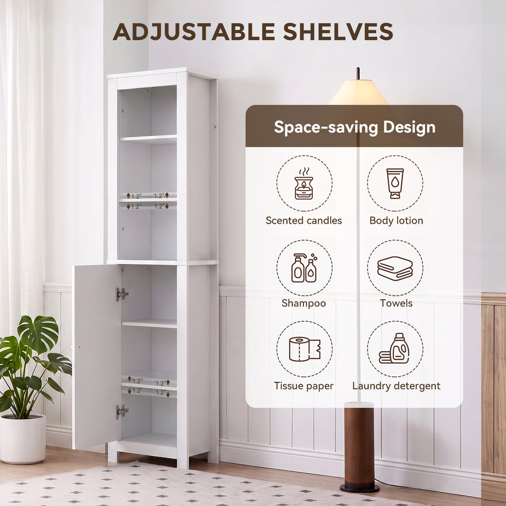 TINYNEST 66'' Tall Bathroom Storage Cabinet, Modern Farmhouse Storage Cabinets