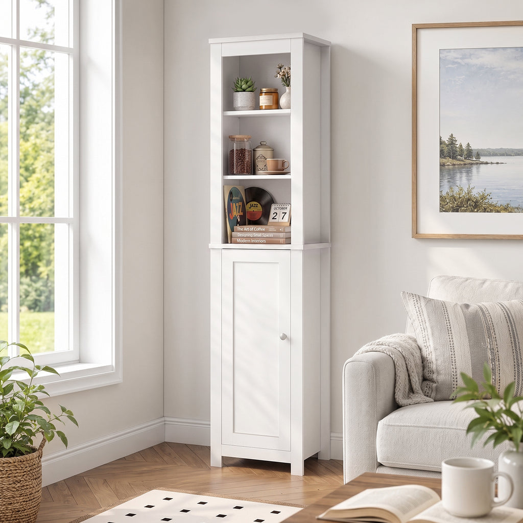TINYNEST 66'' Tall Bathroom Storage Cabinet, Modern Farmhouse Storage Cabinets